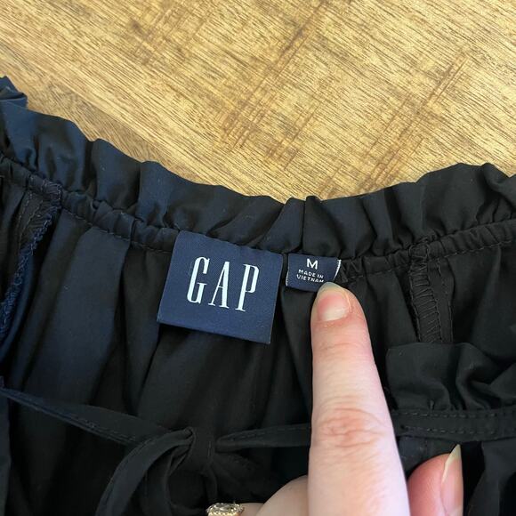 Gap Swing Mini Dress Size Medium Black Ruffle Casual - Picture 7 of 10